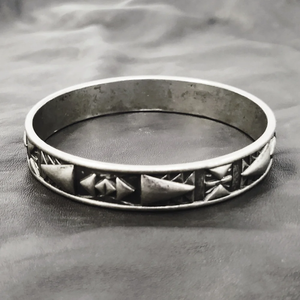 Vintage Silver Tribal Bangle Bracelet